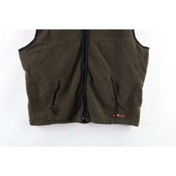 Vintage 90s Streetwear Mens 2XL XXL Full Zip Fleece Vest Jacket Olive Green - Picture 3 of 8